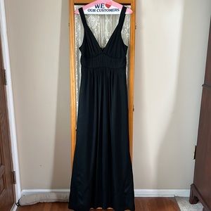 Banana Republic Black Satin Stretch Maxi Dress, Size 8